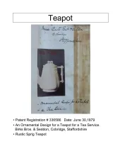 Teapot or Coffee Pot Base and Lid