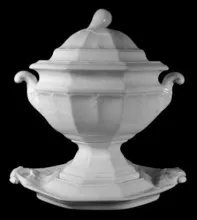 Arched Forget-Me-Not | Elsmore & Forster | Sauce or Soup Tureen Base, Lid, and Underplate | Item | 003