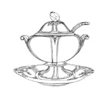 Atlantic Shape | T. & R. Boote (& Co.) | Sauce or Soup Tureen Base, Lid, Underplate, and Ladle | ItemDrw | 001