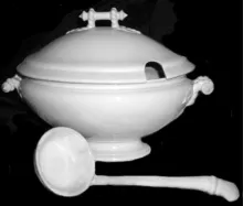 Cable and Bar | Cockson & Seddon | Sauce or Soup Tureen Base, Lid, and Ladle | Item | 001
