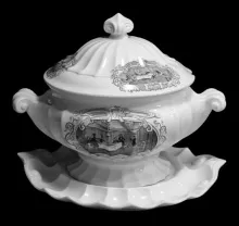Fluted Double Swirl | James & Thomas Edwards | Sauce or Soup Tureen Base, Lid, and Underplate | Item | 003