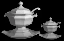 Gothic | T. J. & J. Mayer | Sauce or Soup Tureen Base, Lid, Underplate, and Ladle | Collection | 001