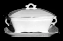 Late Square and Octagon | Mercer Pottery Co. | Sauce or Soup Tureen Base, Lid and Underplate | Item | 001