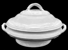 Leaf and Crossed Ribbon_Livesley, Powell, & Co._Vegetable Tureen Base and Lid_Item_001