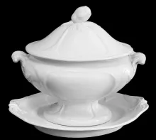 Memnon Shape | John Meir & Son | Sauce or Soup Tureen Base, Lid, and Underplate | Item | 001