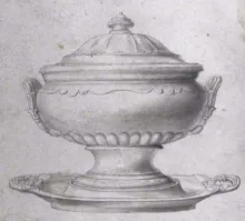 Niagara Shape (Scalloped Decagon)_Davenport (& Co.)_Sauce or Soup Tureen Base, Lid, and Underplate_KewDrw_002