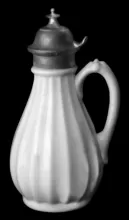 Plain Fluted and Scalloped | William Brunt Jr. & Co. | Syrup Pitcher with Metal Lid | Item | 001