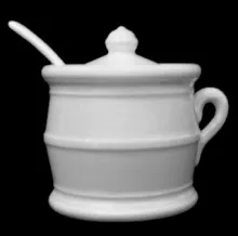 Plain | East Trenton Pottery Co. | Mustard Pot Base and Lid | Item | 001