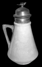 Plain | John Moses & Co. | Syrup Pitcher with Metal Lid | Item | 001