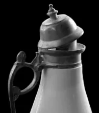 Plain | Laughlin Bros. | Syrup Pitcher with Metal Lid | Item | 002