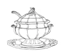 Portland Shape | Elsmore & Forster | Sauce or Soup Tureen Base, Lid, Underplate, and Ladle | ItemDrw | 001