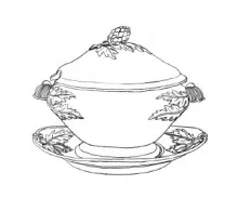Sevres Shape | John Edwards | Sauce or Soup Tureen Base, Lid, and Underplate | ItemDrw | 001
