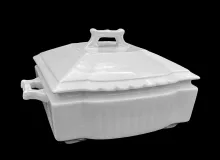 Square Ridged | Johnson Bros. (Late Pankhurst & Co.) | Vegetable Tureen Base and Lid | Handle | 002