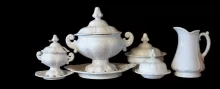 Virginia Shape | Brougham & Mayer | Sauce or Soup Tureen Base, Lid, and Underplate | Collection | 001